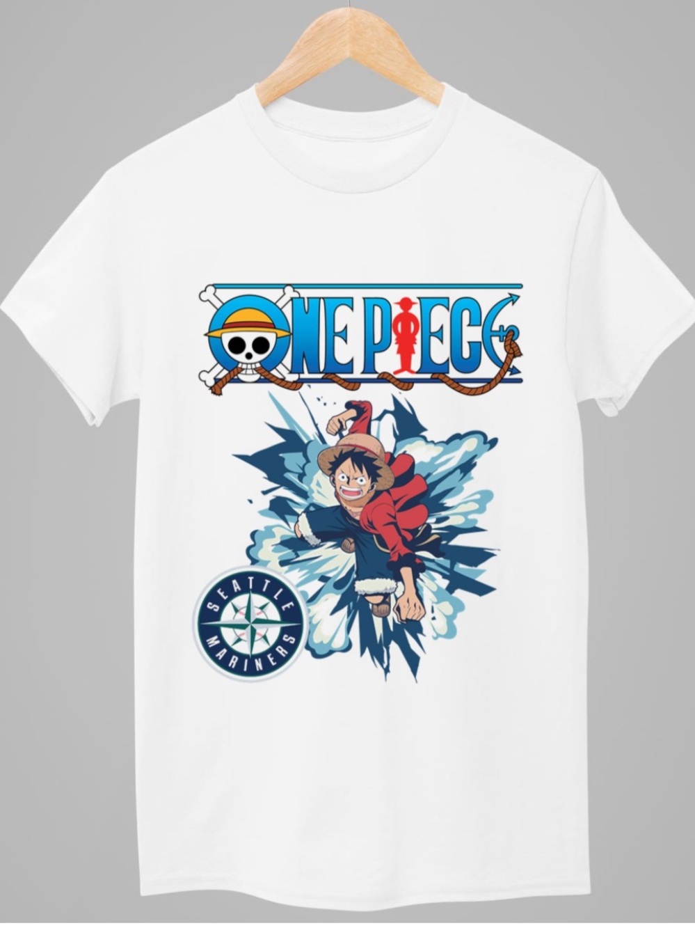 Seattle Mariners X One Piece Monkey D. Luffy Special Edition Tee White 2025-XL